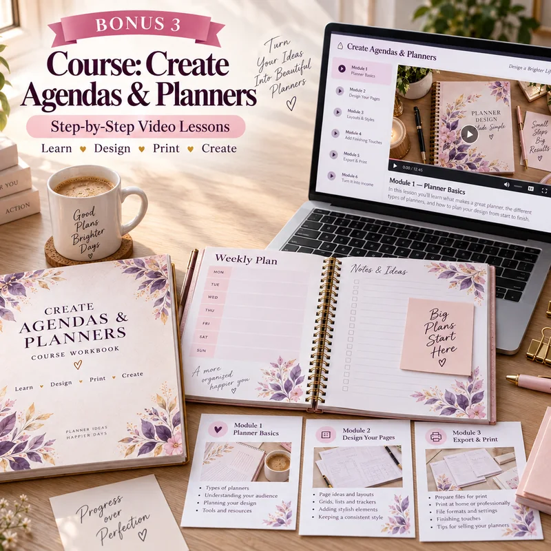 Bonus 3 — Create Agendas & Planners Course